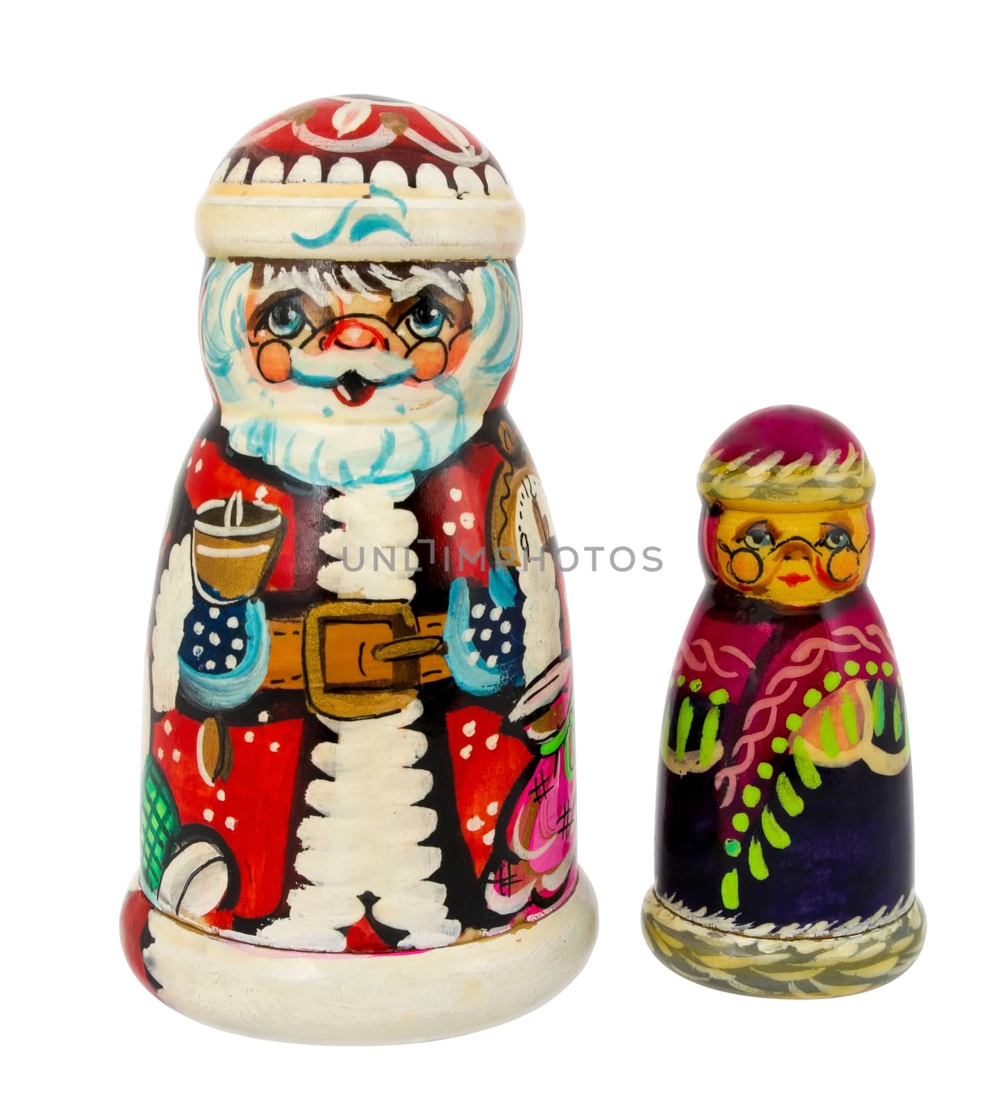 Russian dolls - Matryoshka isolated on white. Clipping path included.