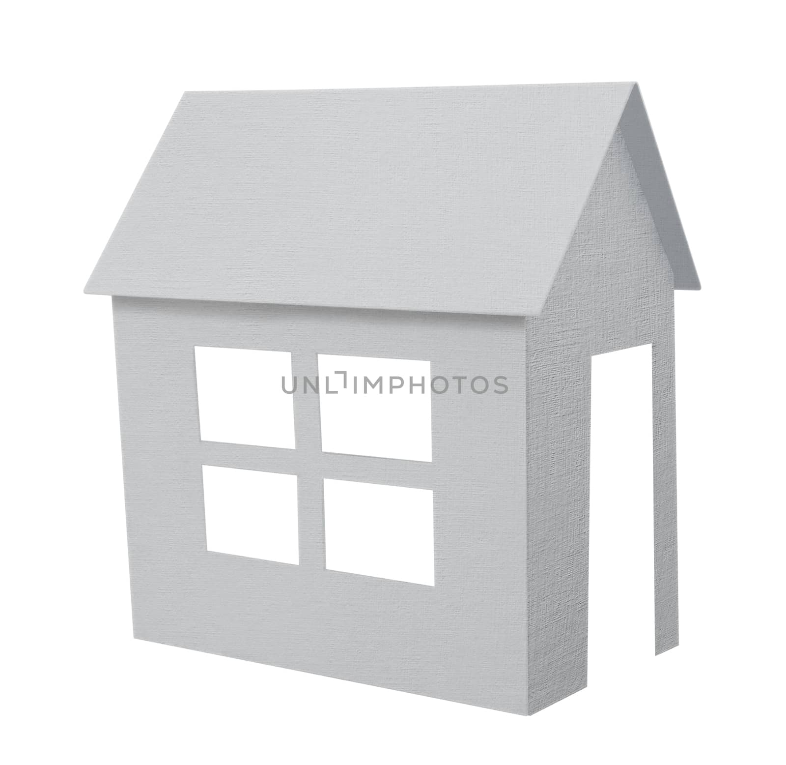 Paper house with red roof isolated over white background. Clipping path included.
