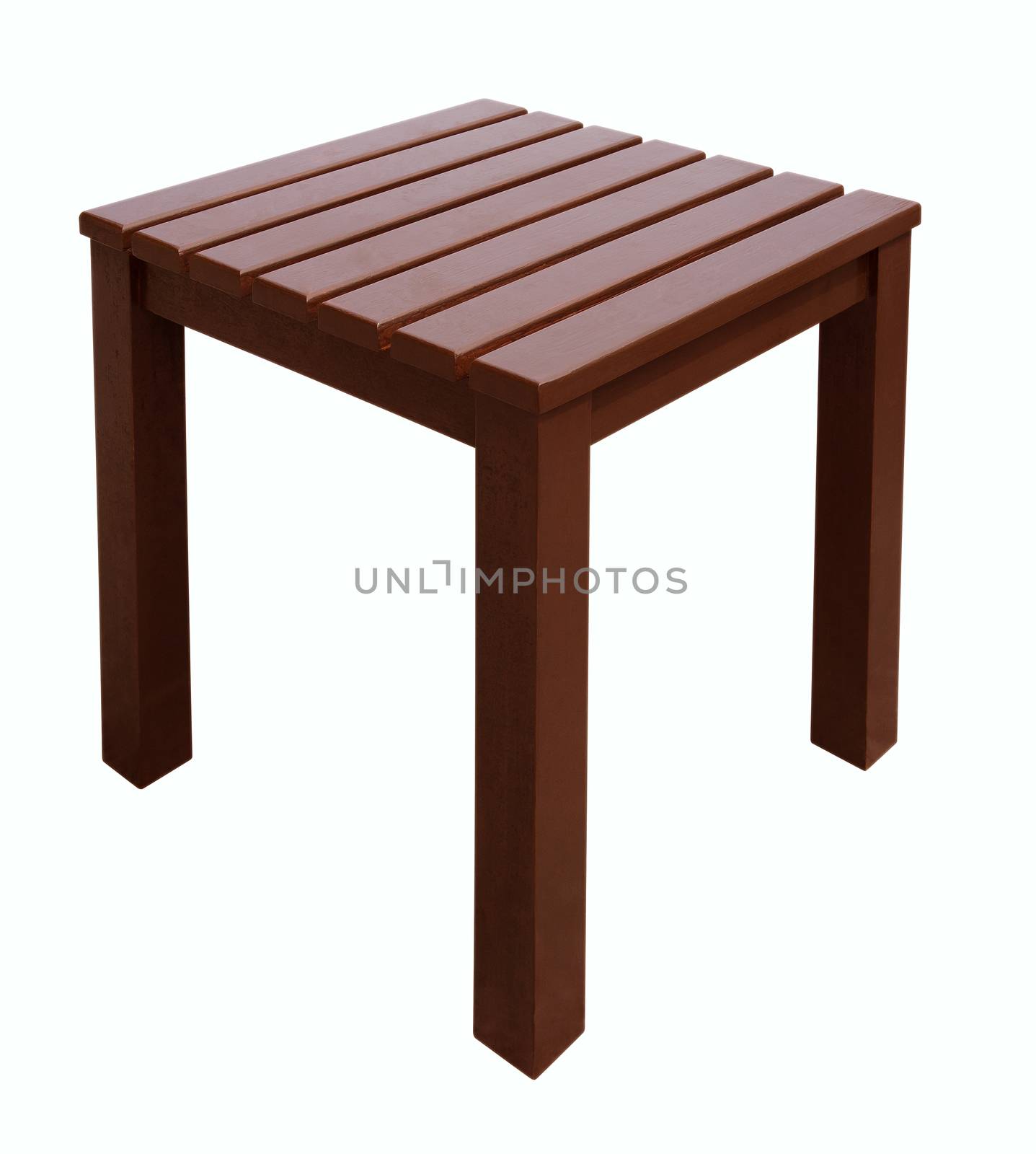 Wooden stool isolated on white background. Clipping path included.