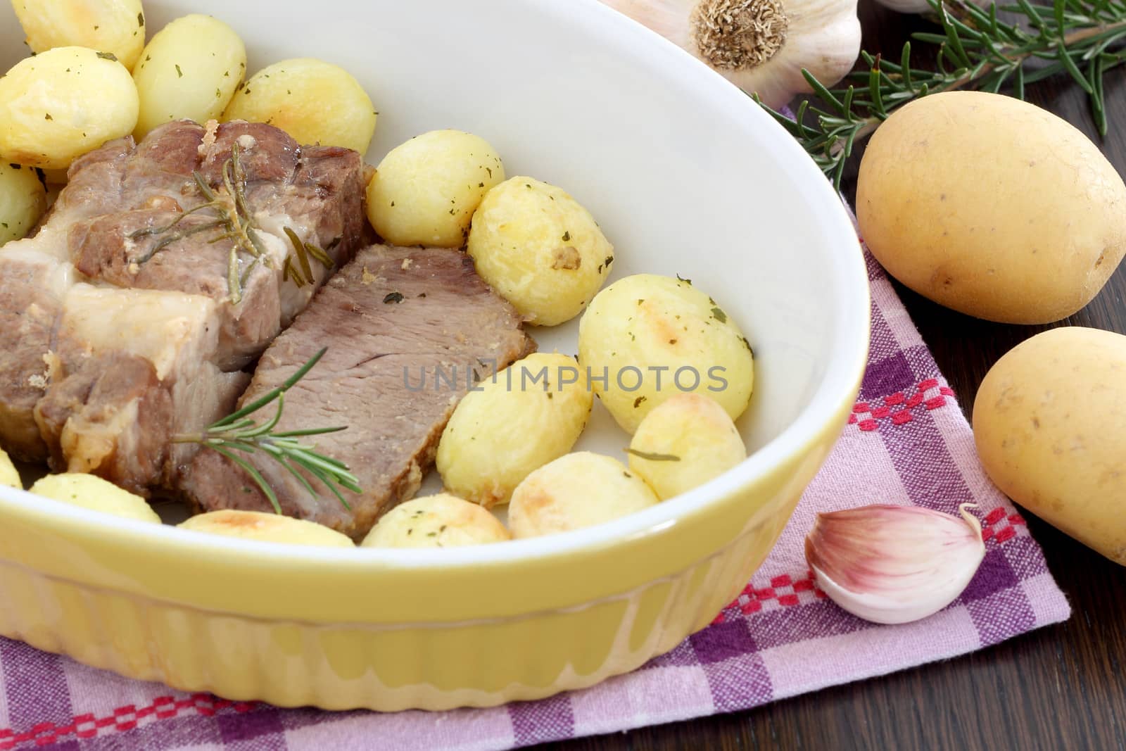Pork roast with roasted potatoes