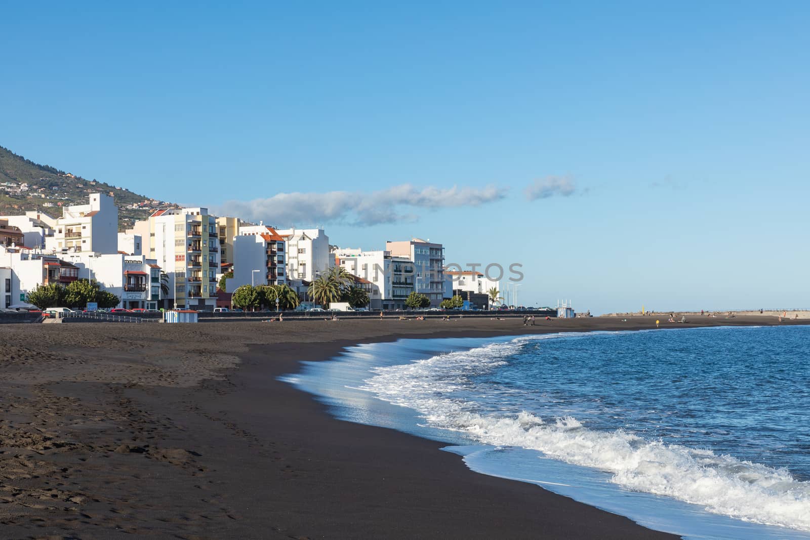 Santa Cruz d la Palma - beautiful capital of La Palma. Canary islands of Spain. Panoramic view of downtown and the beach. 