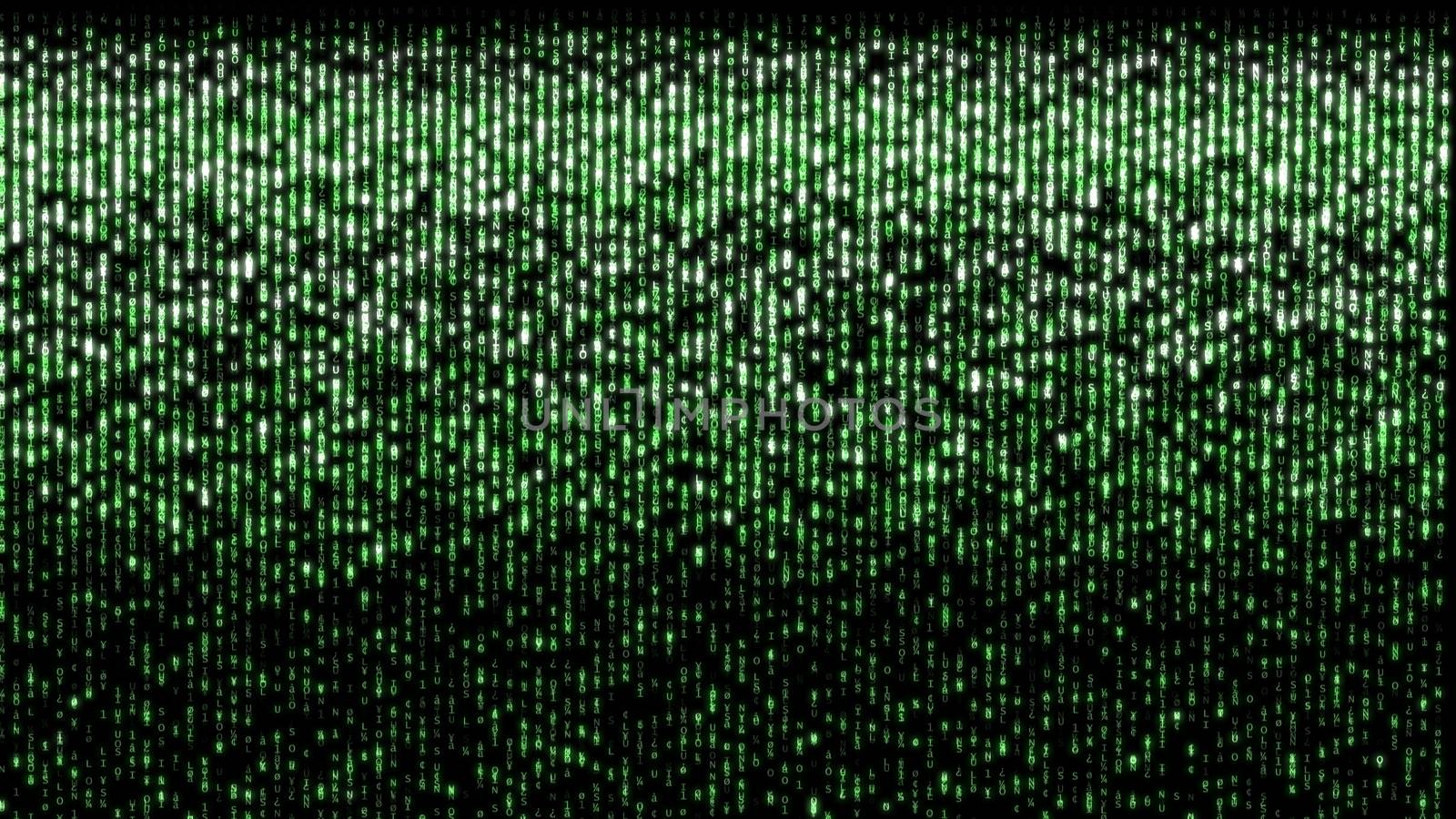 Abstract background, digital data, green matrix effect