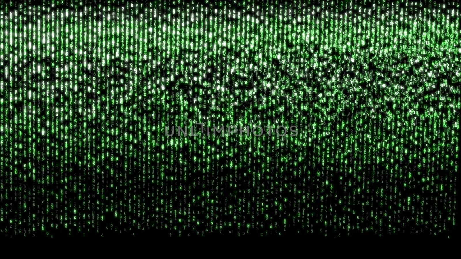 Abstract background, digital data, green matrix effect