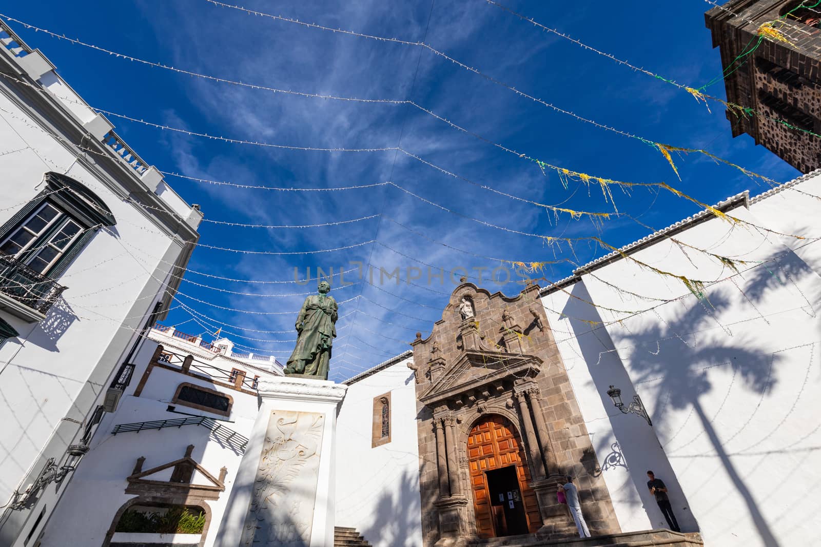 Old baroque chuch of Iglesia El Salvador in the center of Santa Cruz De La Palma. Canary Islands, Spain.