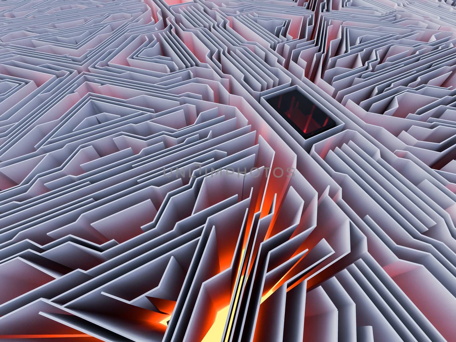 3d background, Abstract,perspective image of a Circuit boards for electronic device which have red light from bottom