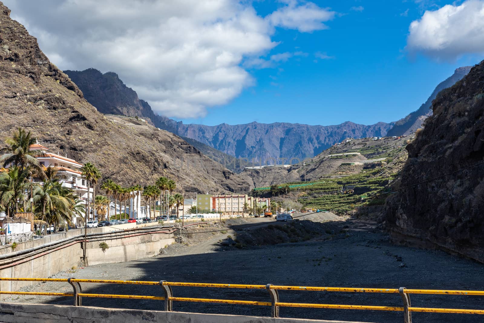 Tazacorte beach with black lava sand at La Palma Island, Canary Island, Spain.