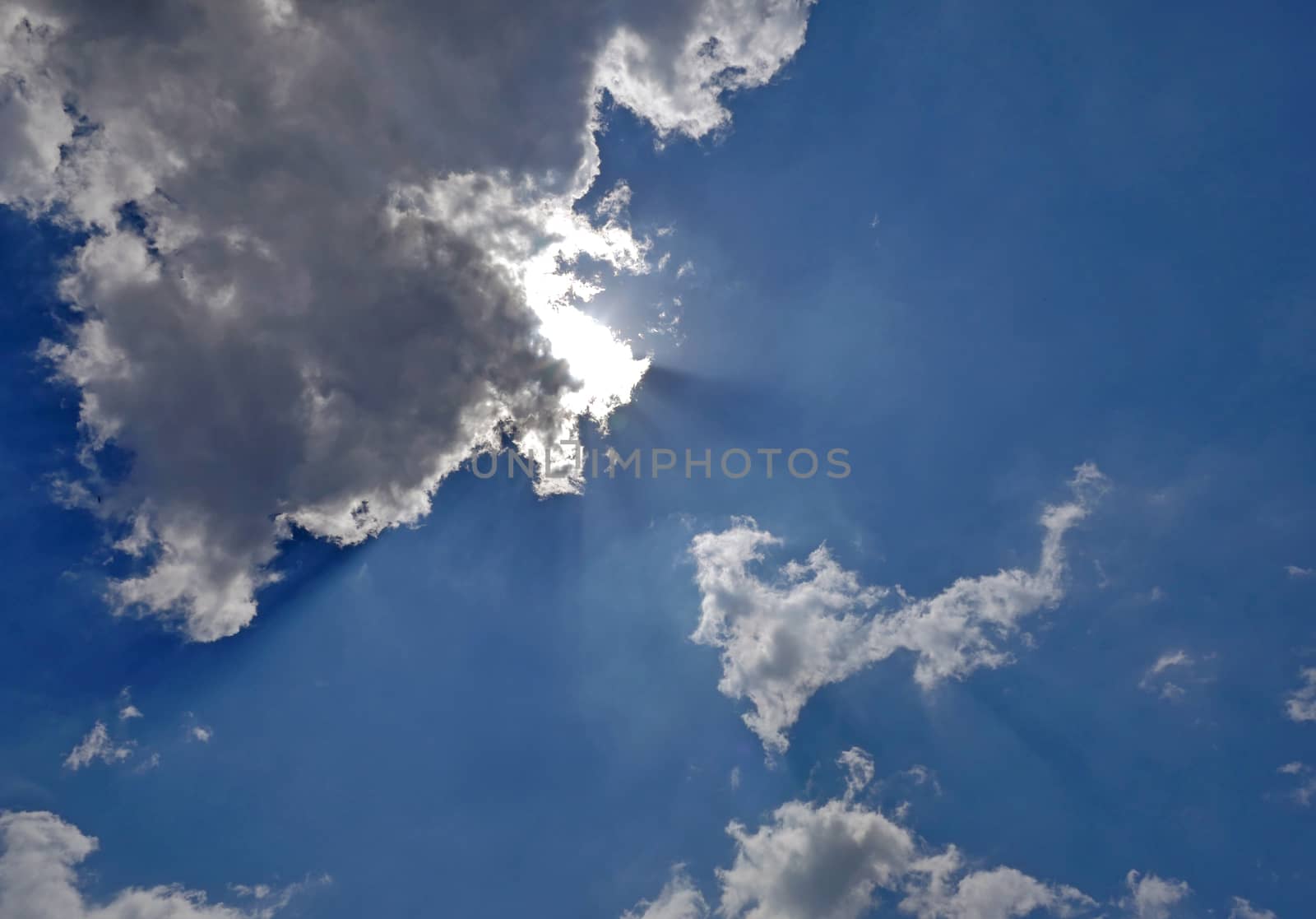 clouds blue sky sun ray, natural landscape