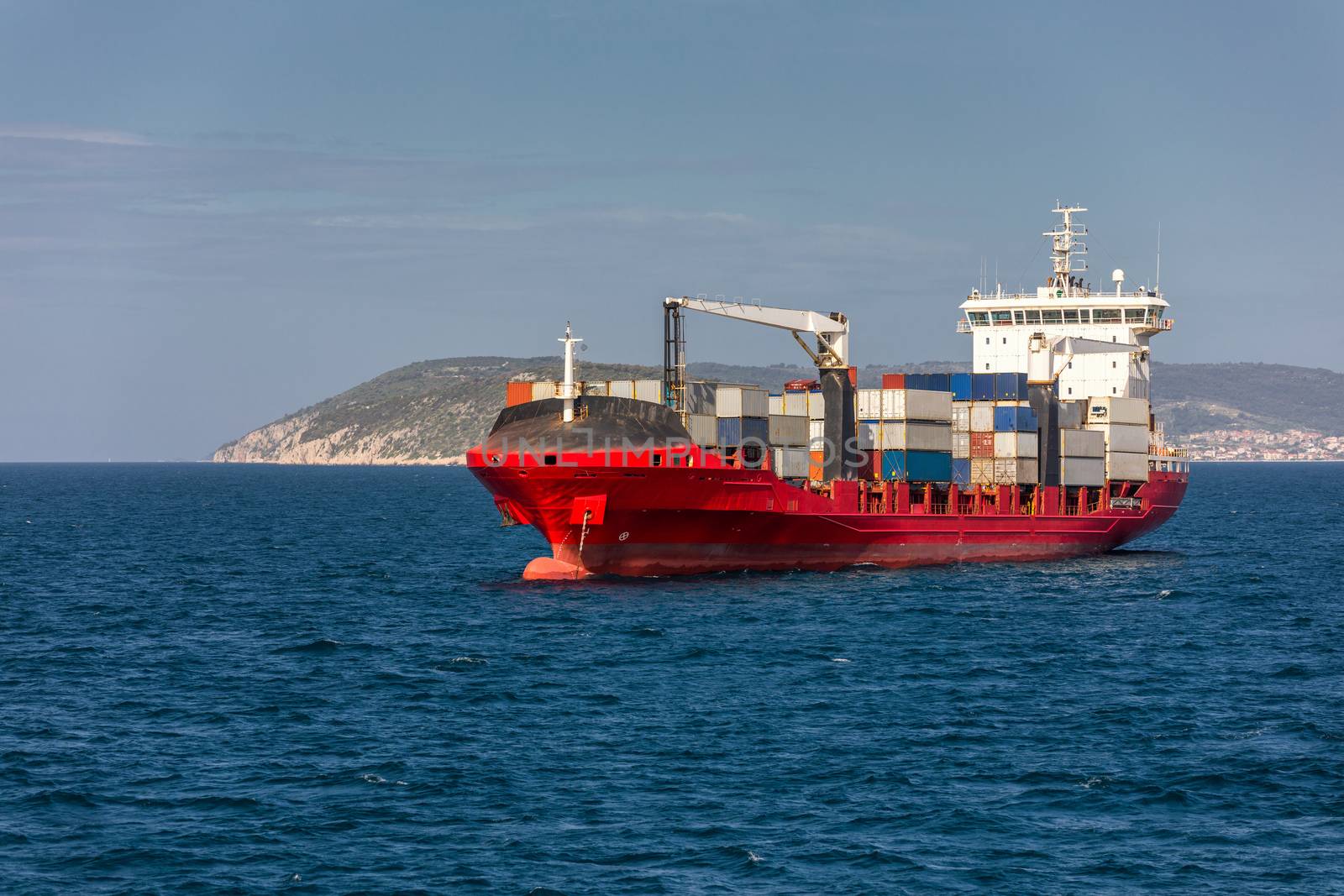 Logistics and transportation of International Container Cargo ship in the sea. International Container Cargo ship in the ocean, Freight Transportation, Shipping, Nautical Vessel.