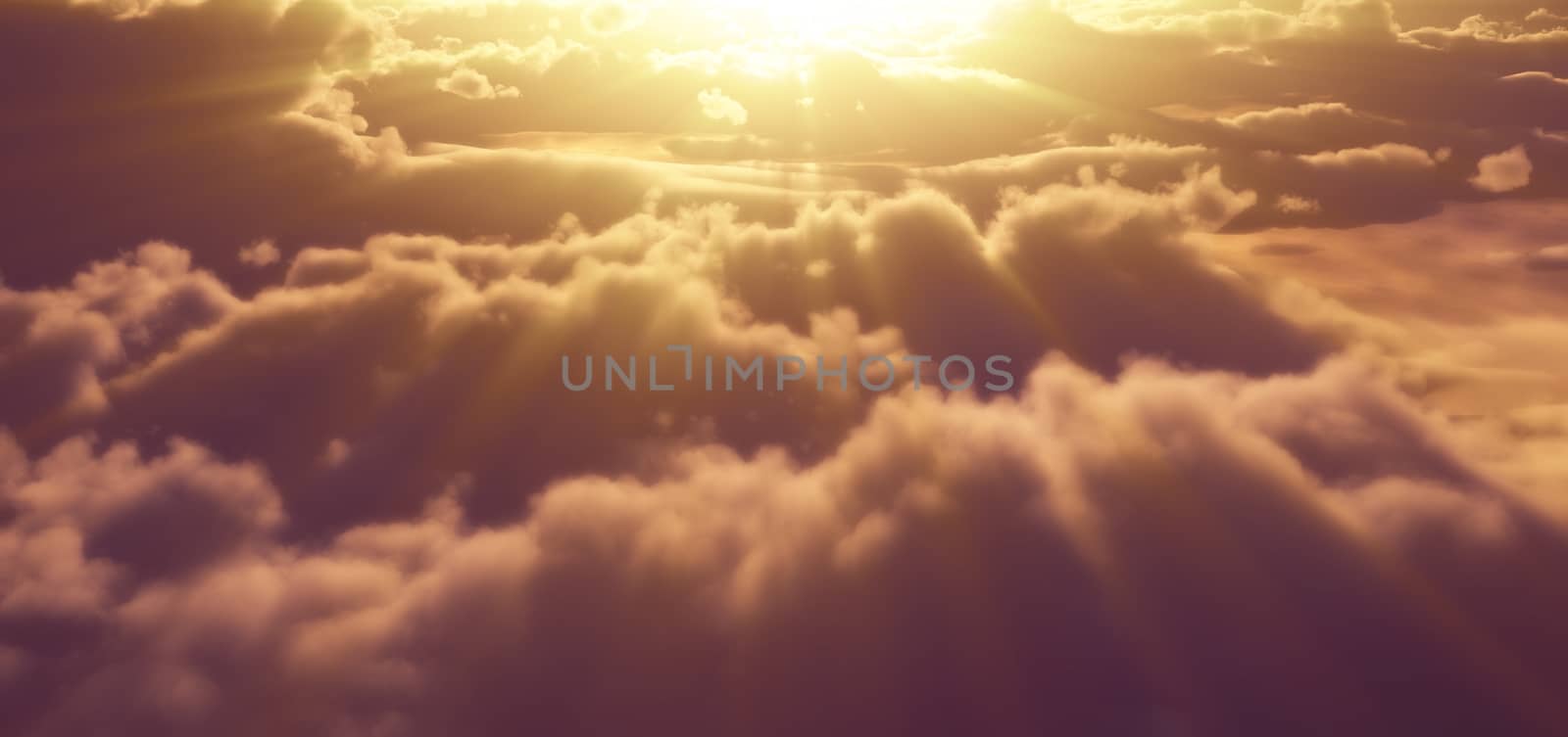 above clouds sunset god ray by alex_nako