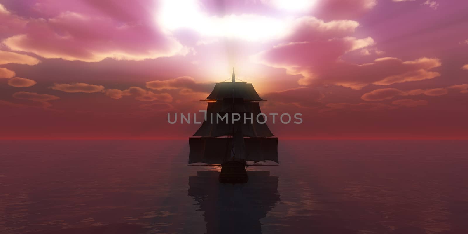 old ship sunset at sea by alex_nako