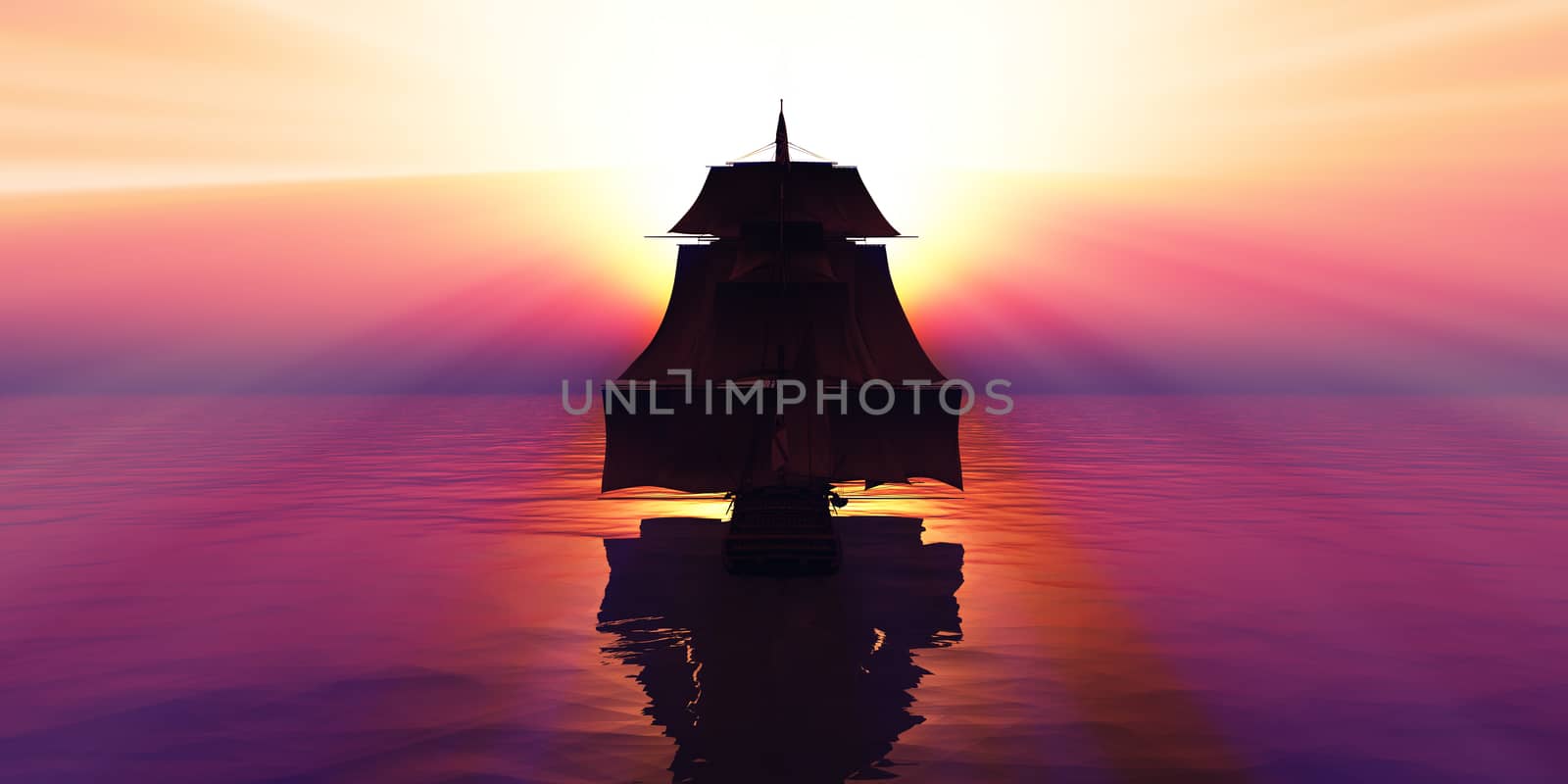 old ship sunset at sea by alex_nako
