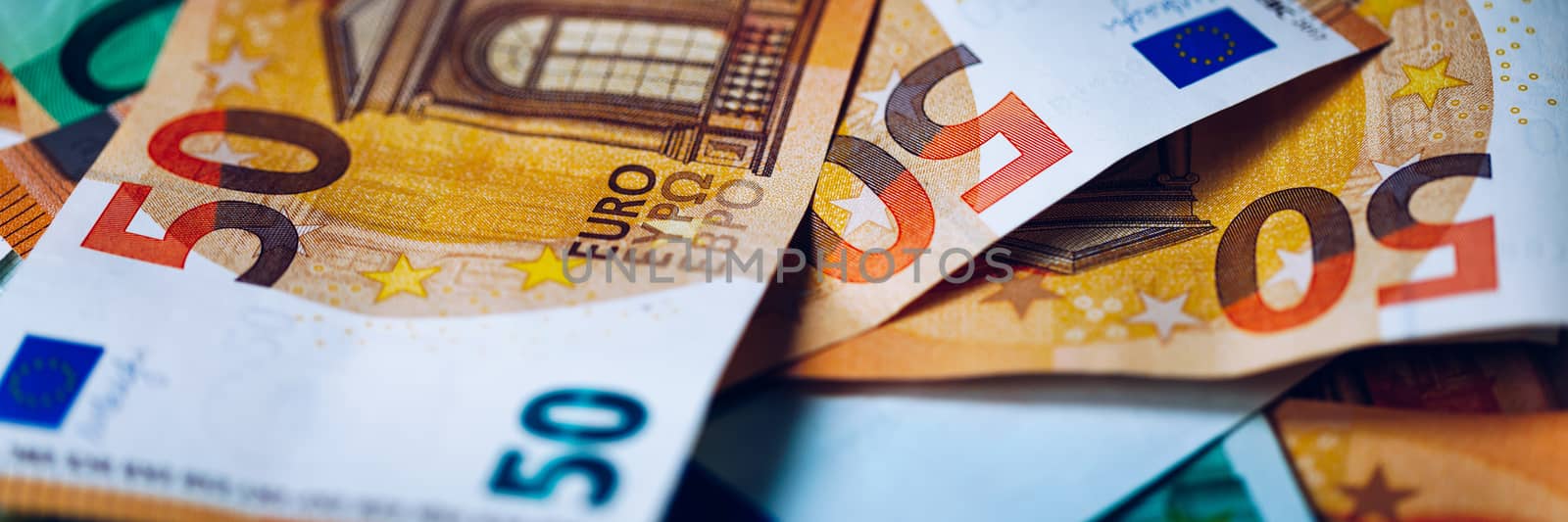 Euro money, Euro cash background. Banknotes of the european union. Euro cash. Many Euro banknotes of different values. 