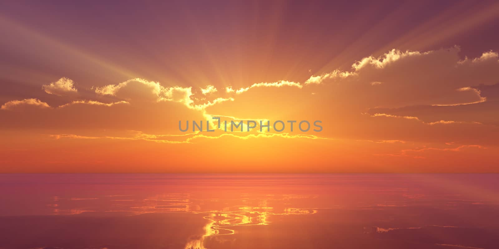 Beautify sunset over sea, sun ray by alex_nako