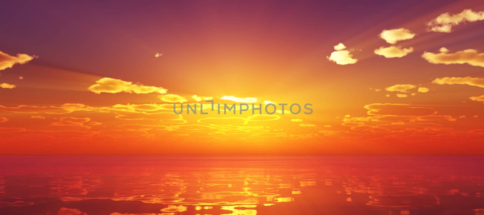 Beautify sunset over sea, sun ray light