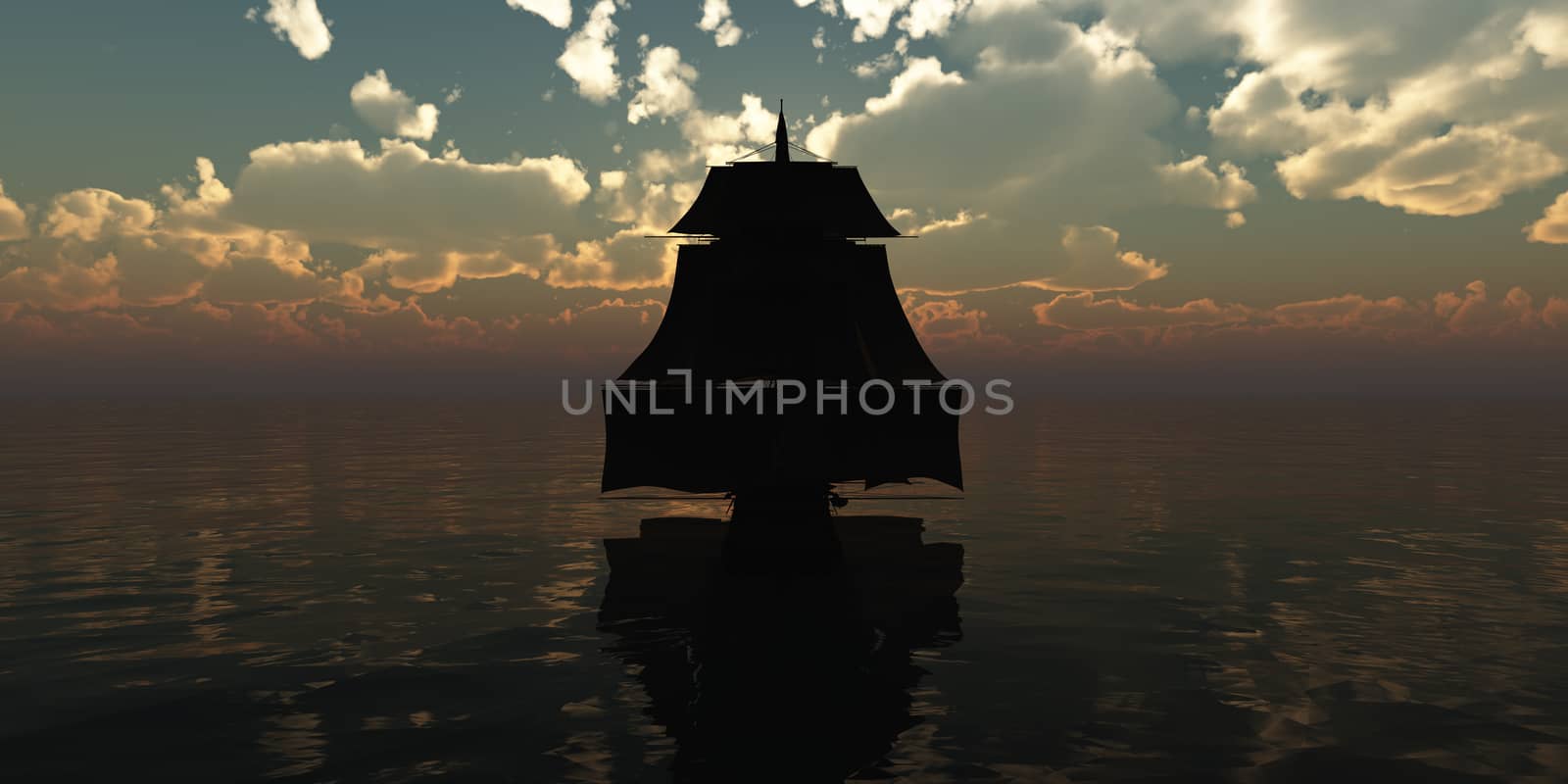 old ship sunset at sea by alex_nako