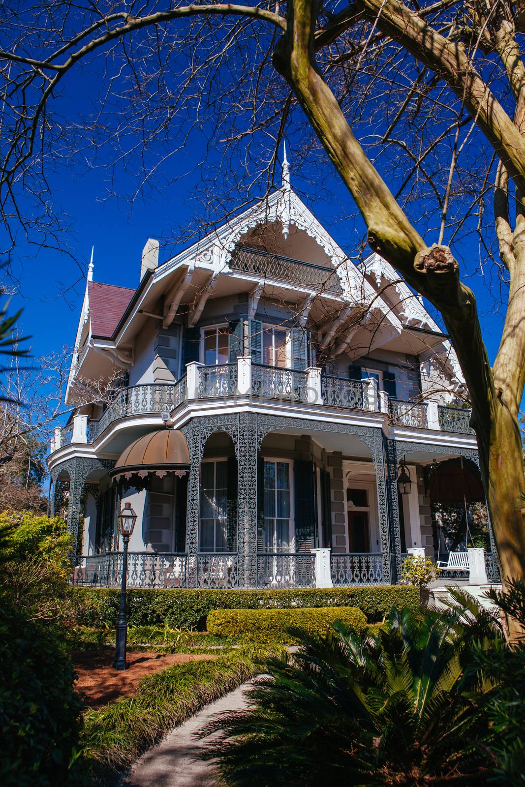 New Orleans, USA - January 21 2013: Stunning architecture in the Garden District in New Orleans, Louisiana, USA