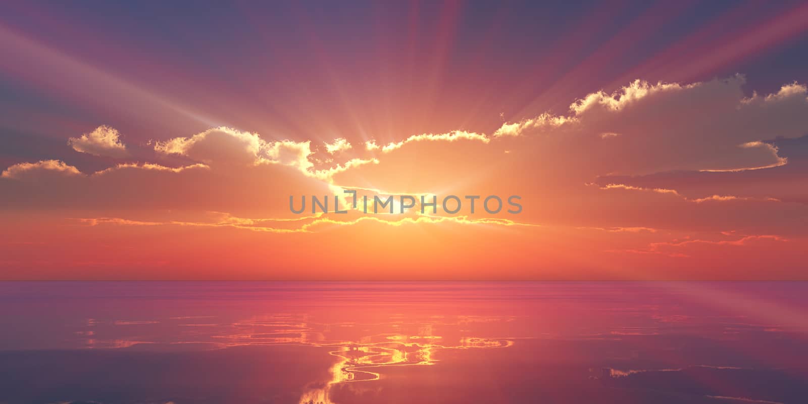 Beautify sunset over sea, sun ray by alex_nako