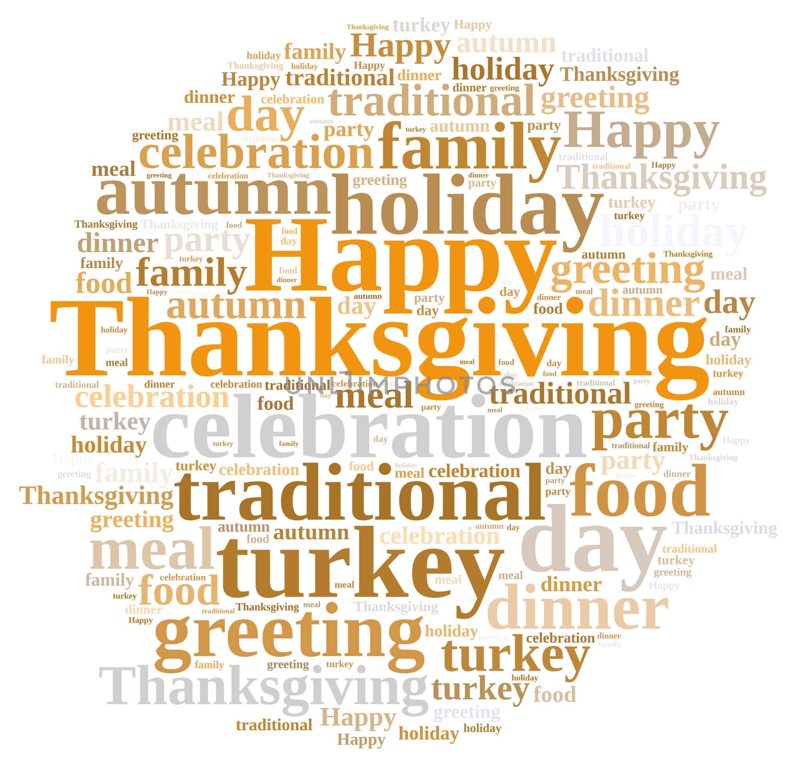 Illustration with word cloud on Thanksgiving.