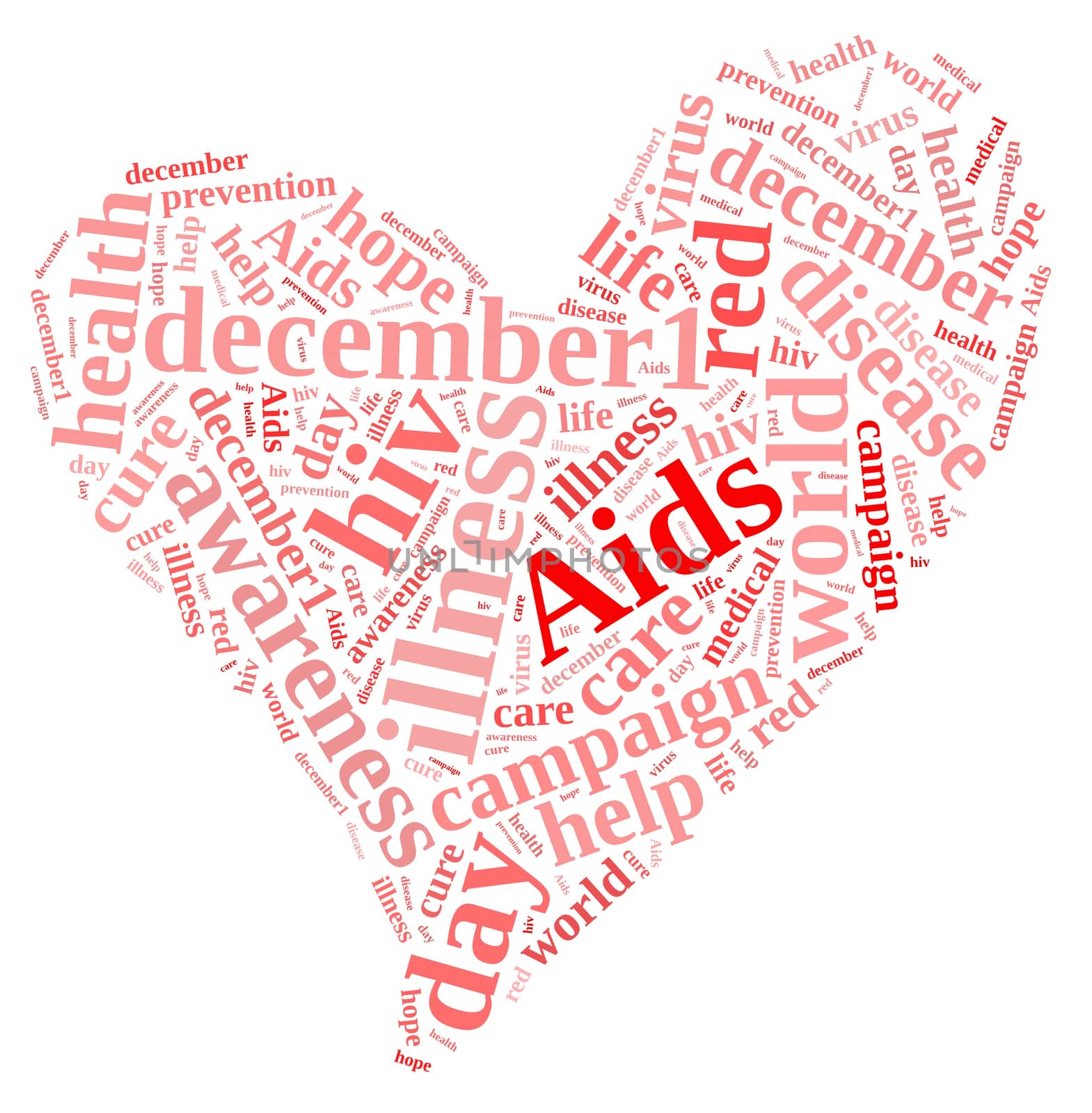 Illustration with word cloud on International AIDS Day.