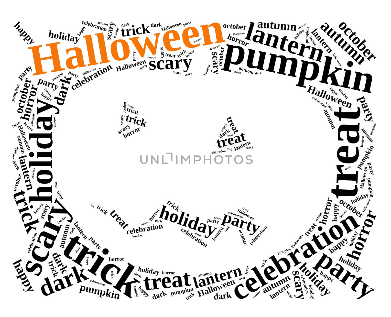 An illustration with word cloud on Halloween.