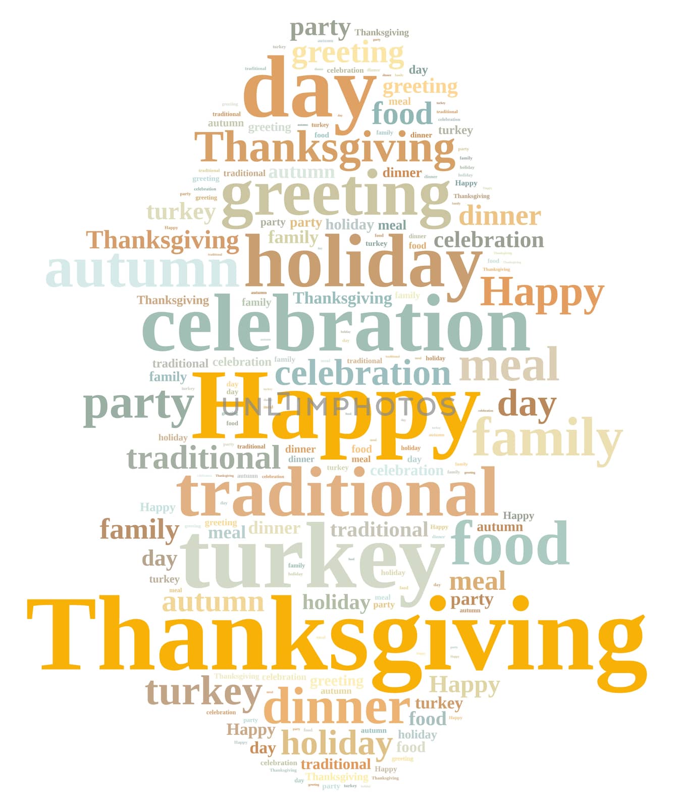 Illustration with word cloud on Thanksgiving.