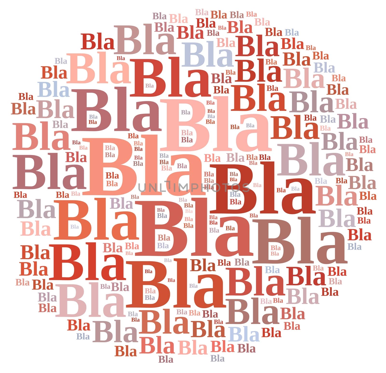 Illustration with word cloud about Bla bla bla.