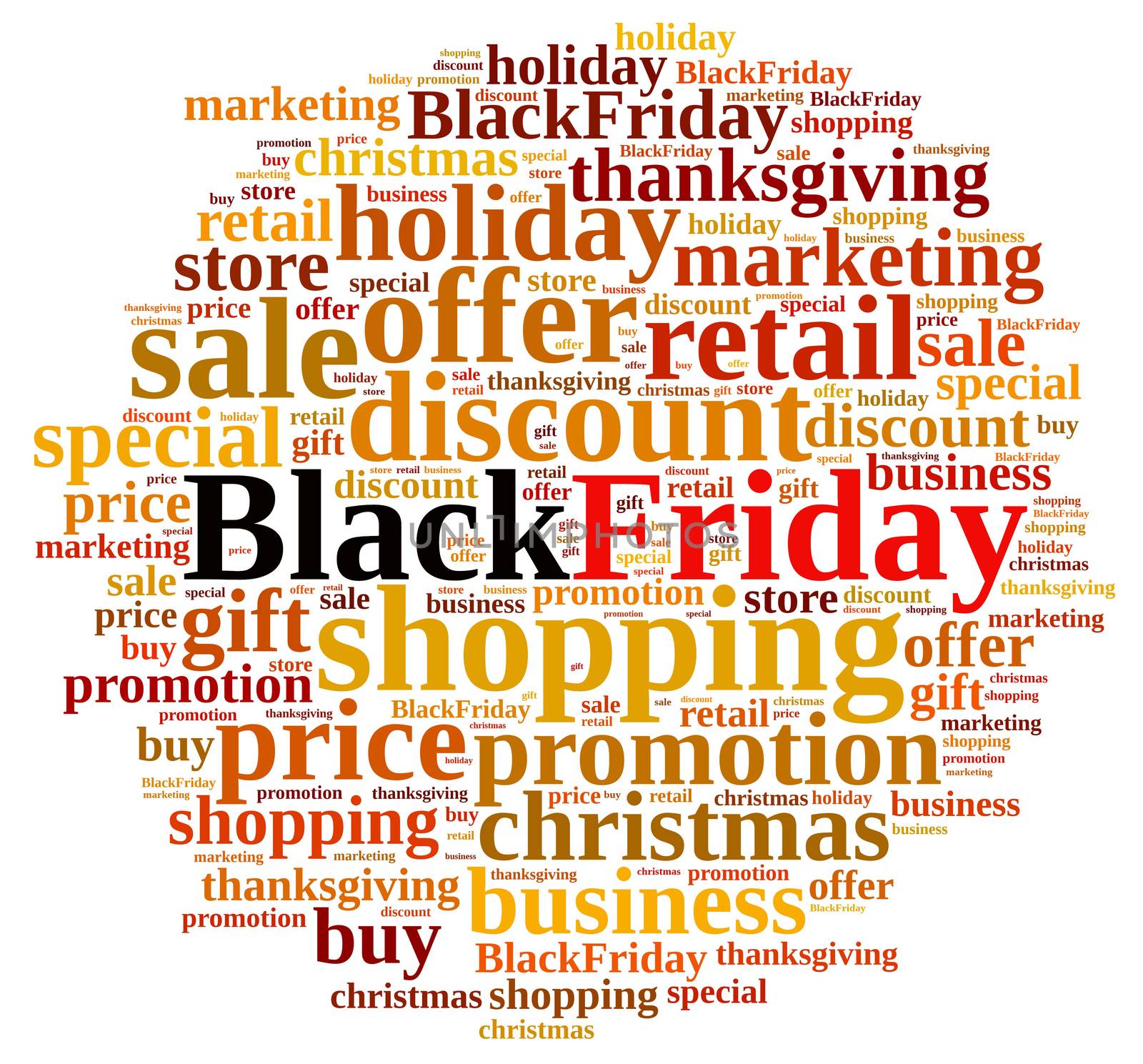 Illustration with word cloud about Black Friday.