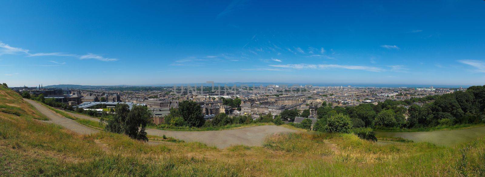 Large high resolution panoramic aerial view of the city of Edinburgh, UK