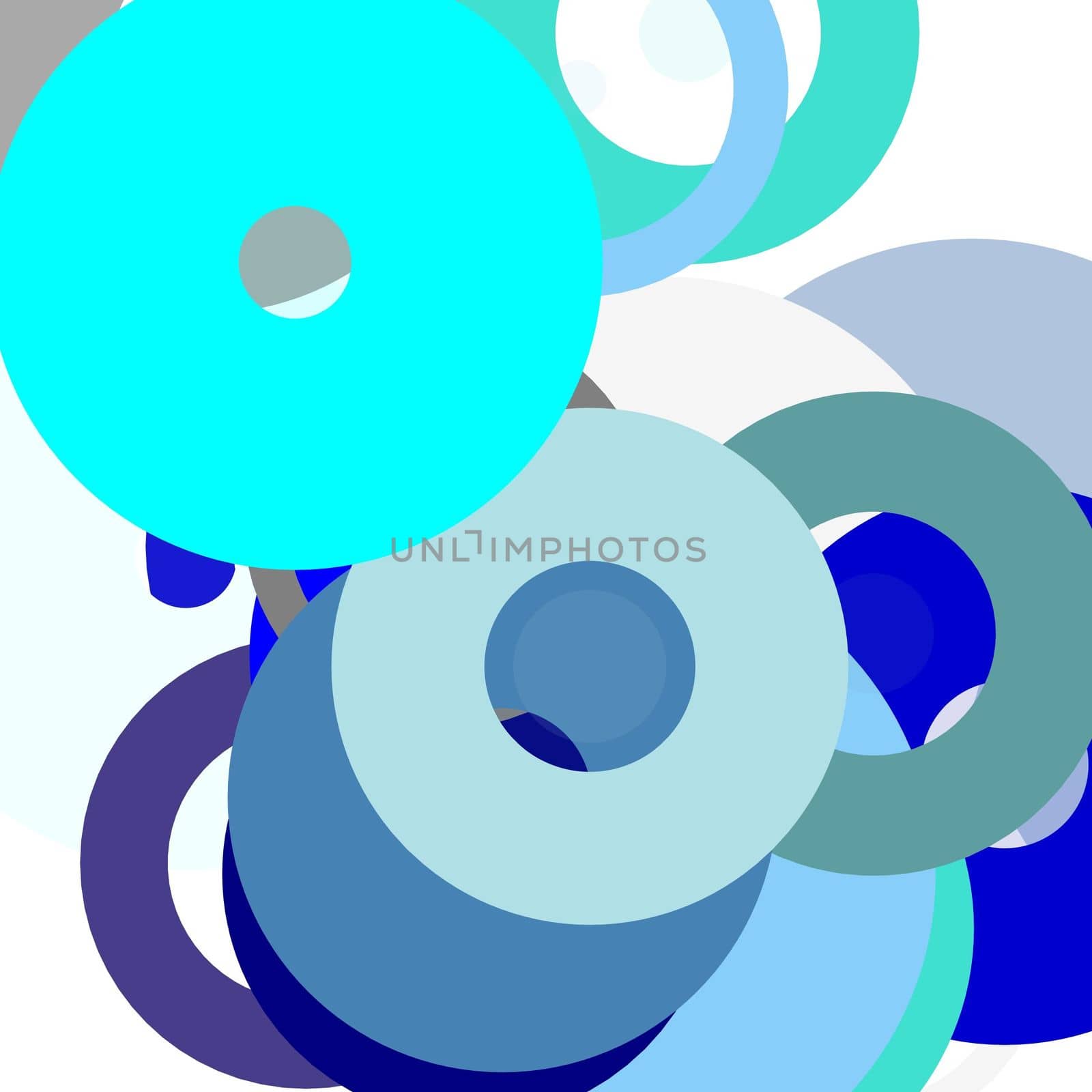 Abstract minimalist grey blue illustration with circles useful as a background