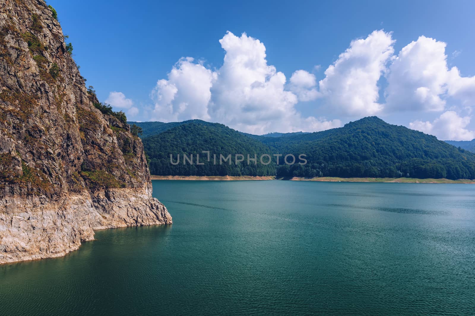 Vidraru lake, Romania. Scenery of Vidraru Lake in Carpathian Mou by DaLiu