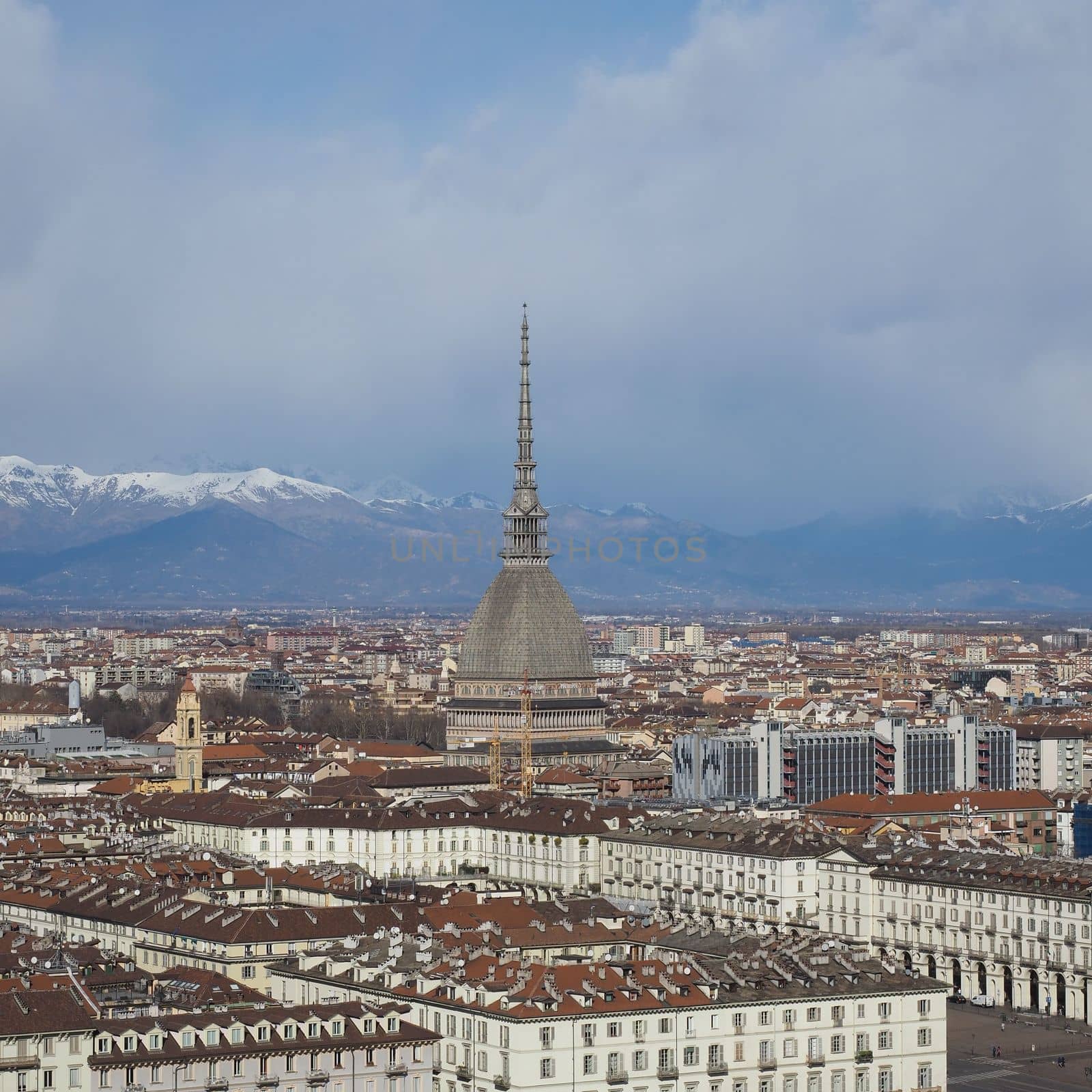 Aerial view of the city of Turin, Italy