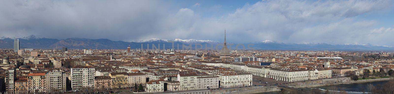 Wide panoramic aerial view of Turin by claudiodivizia