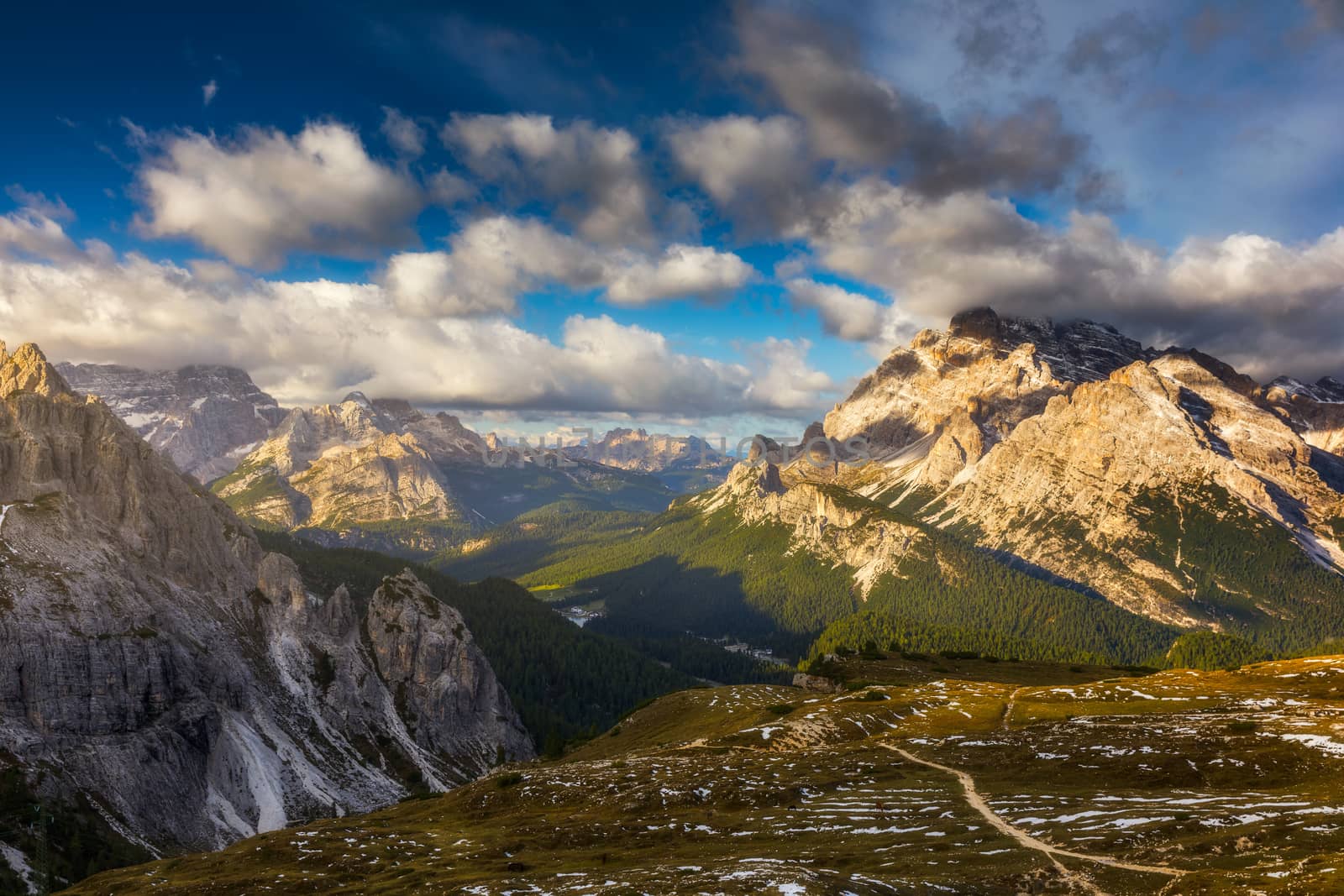 Great view of the National Park Dolomites (Dolomiti), famous location, Tyrol, Alp, Italy, Europe. Dramatic and picturesque scene. Beauty world.