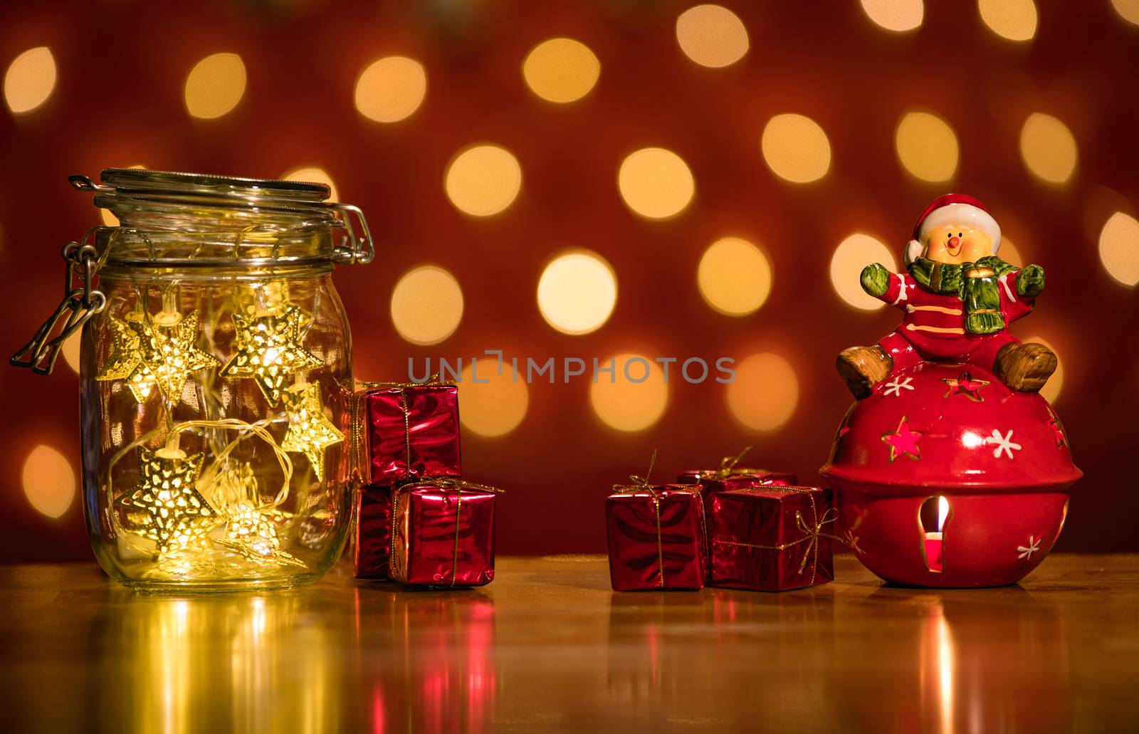 Christmas decoration on abstract background, vintage filter, soft focus