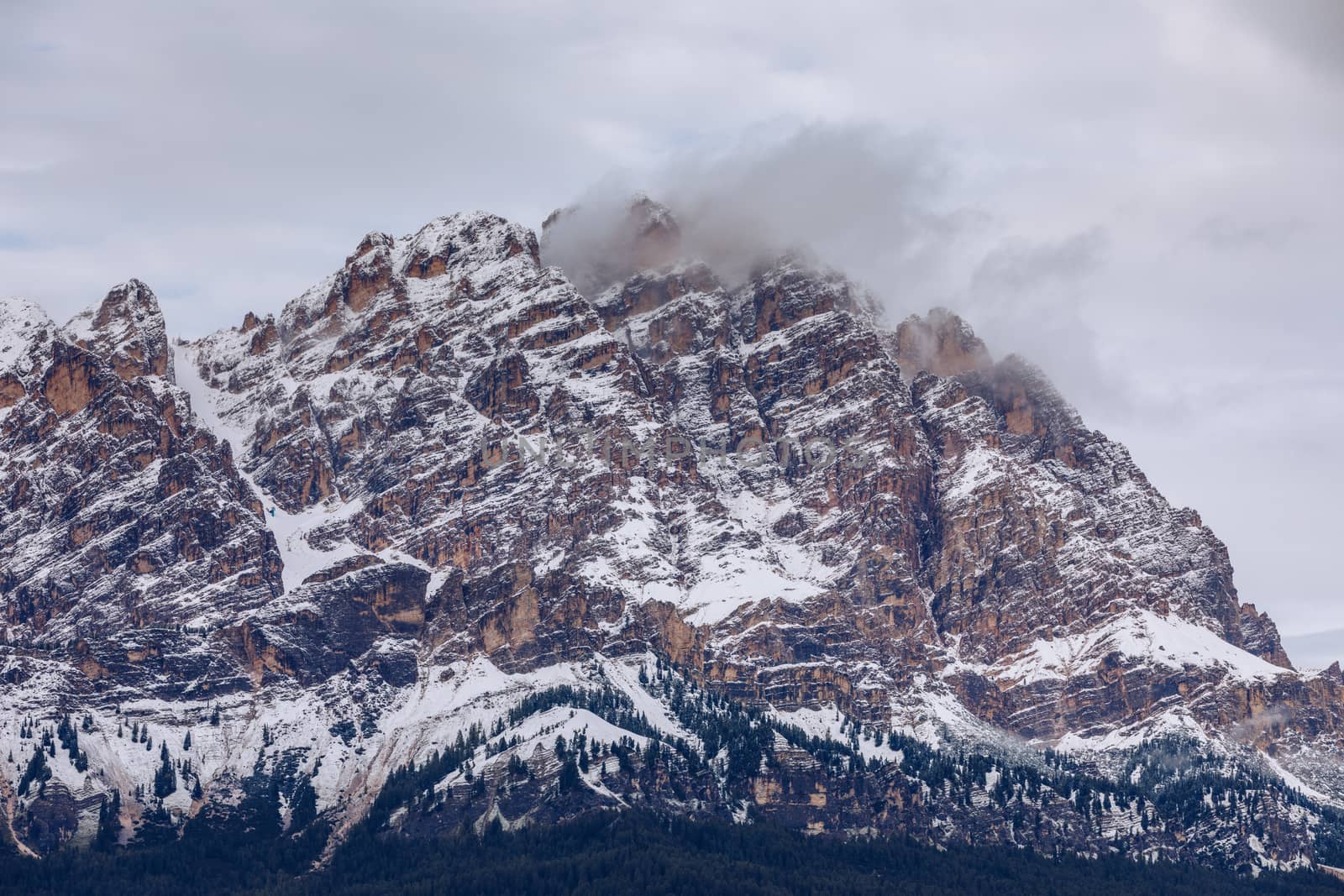 Alpine landscape with Monte Antelao peaks in the Dolomites, Italy, Europe