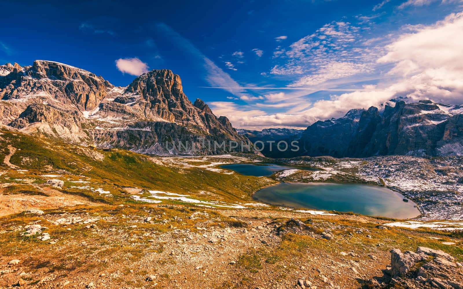 Lakes "Laghi del Piani" near "Tre Cime di Lavaredo" (Drei Zinnen), Dolomites, Italy
