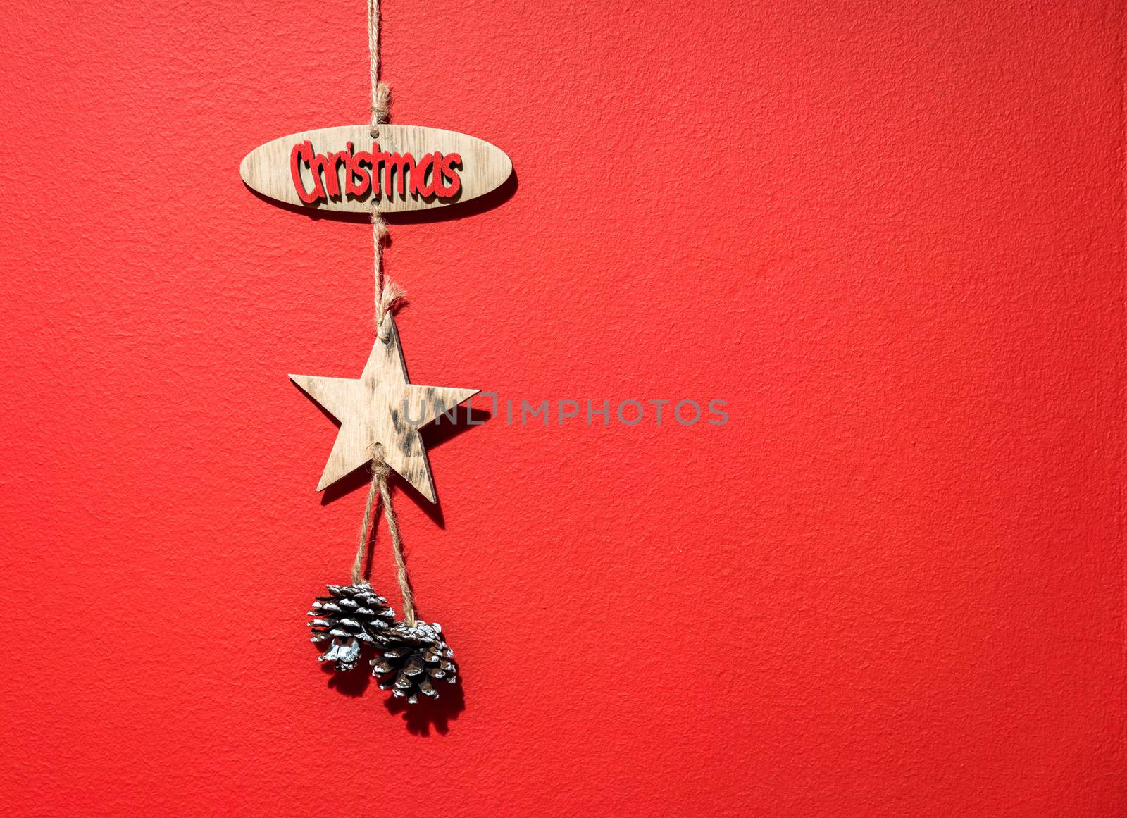 Christmas red background with christmas decoration.