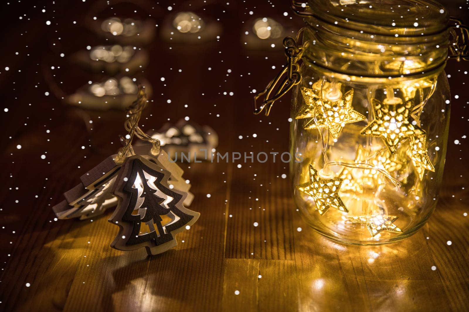 Christmas decoration on abstract background, vintage filter, soft focus