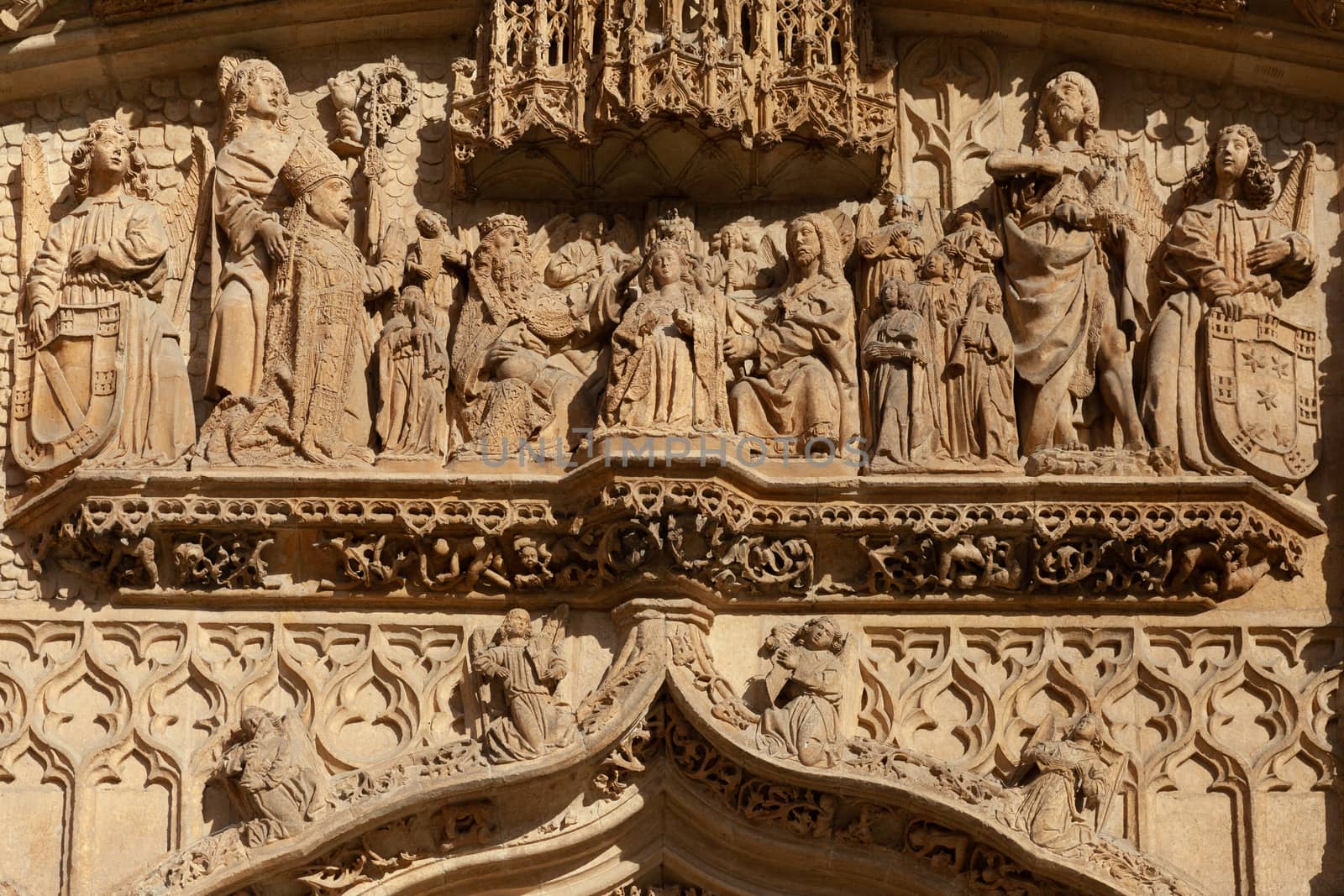 Valladolid, Spain - 8 December 2018: Iglesia de San Pablo (St. Paul's Convent church), Lower facade and Entrance portal