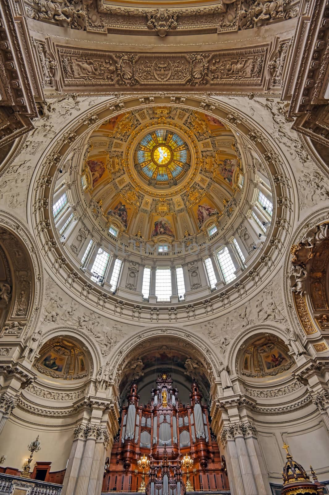 Berlin, Germany - May 4, 2019 - The interior of Berlin Cathedral located on Museum Island in the Mitte borough of Berlin, Germany.