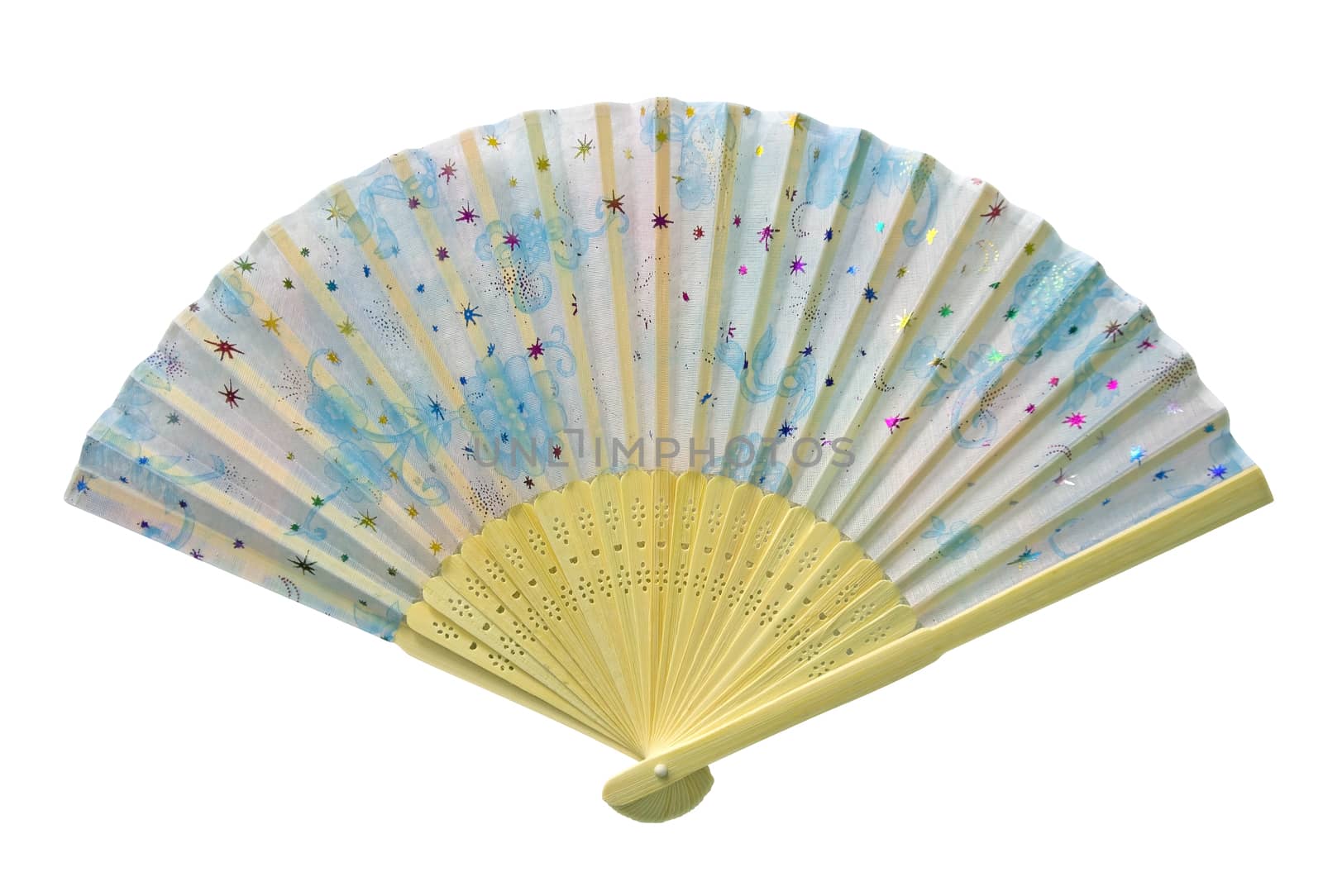Asian Fan isolated on white. Clipping Path included.