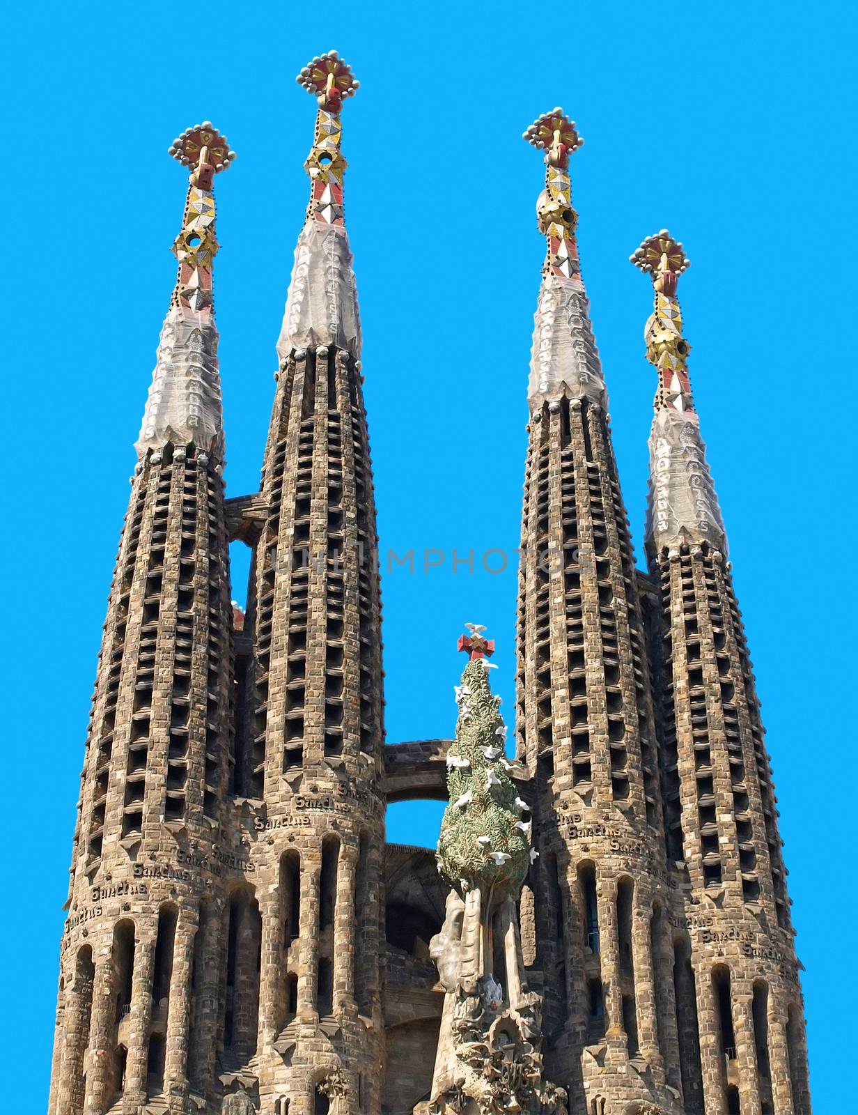 BARCELONA SPAIN - JULY 19: La Sagrada Familia - the impressive cathedral designed by Gaudi, which is built since 1882 and has not yet been achieved July 19, 2009 in Barcelona, Spain.