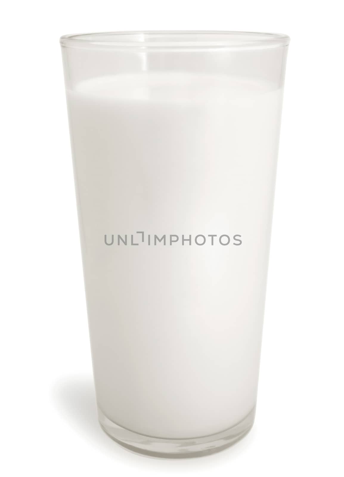 Glass of milk with shadow isolated on white background. Clipping path includes.