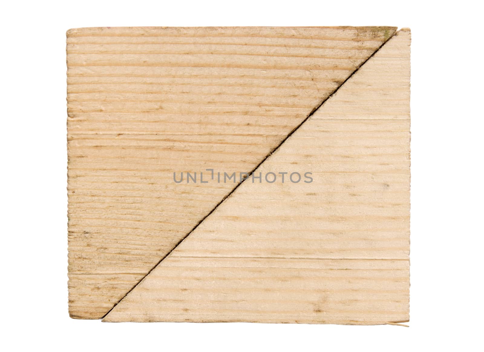 Cross-cutting of wooden block isolated on white background.