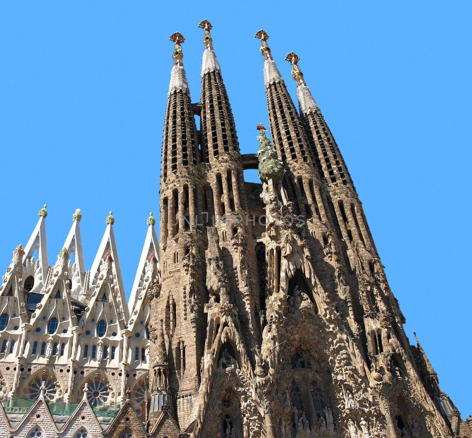 BARCELONA SPAIN - JULY 19: La Sagrada Familia - the impressive cathedral designed by Gaudi, which is being build since 19 March 1882 and is not finished yet July 19, 2009 in Barcelona, Spain.