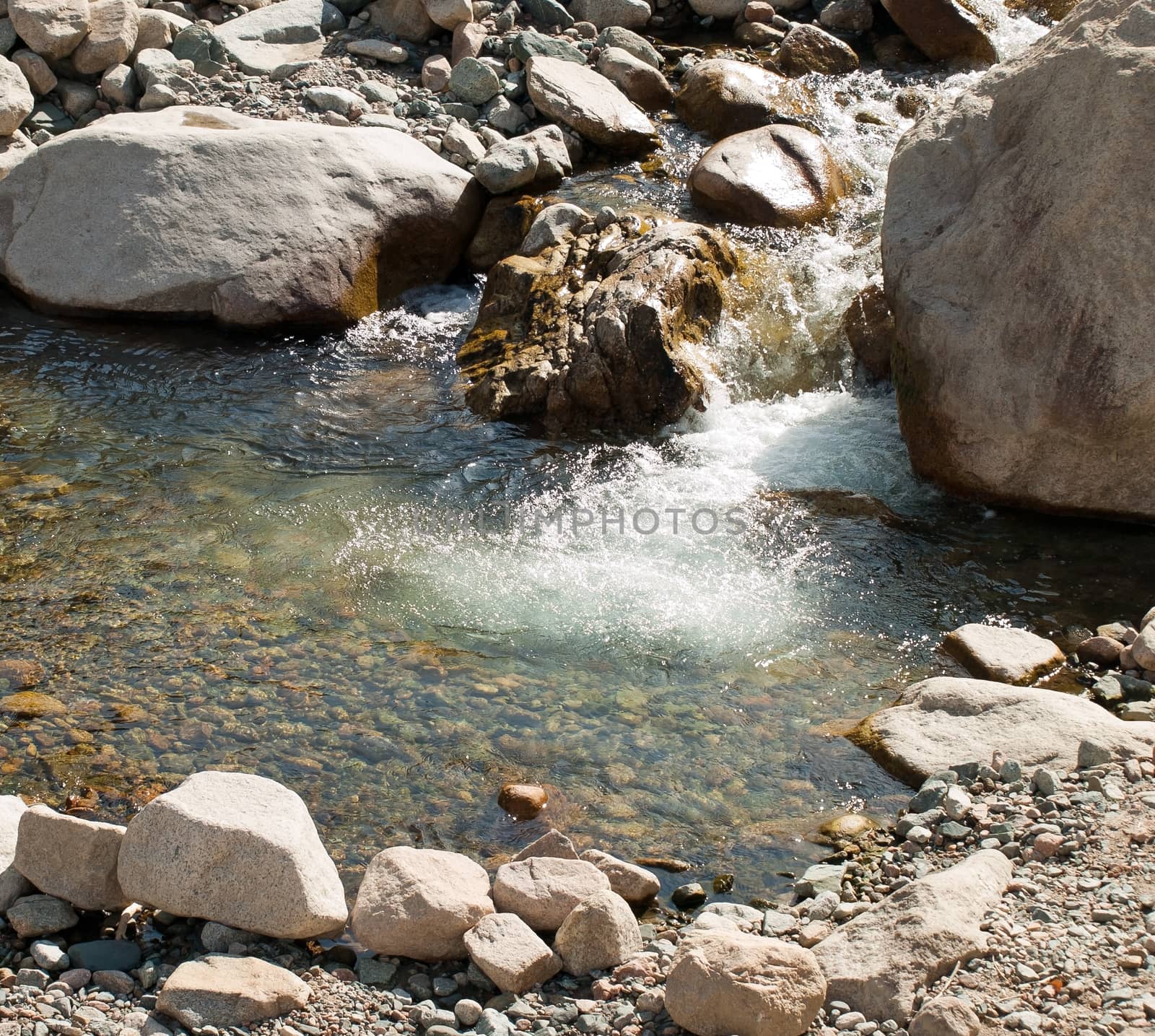 Fast flowing water in the mountain river