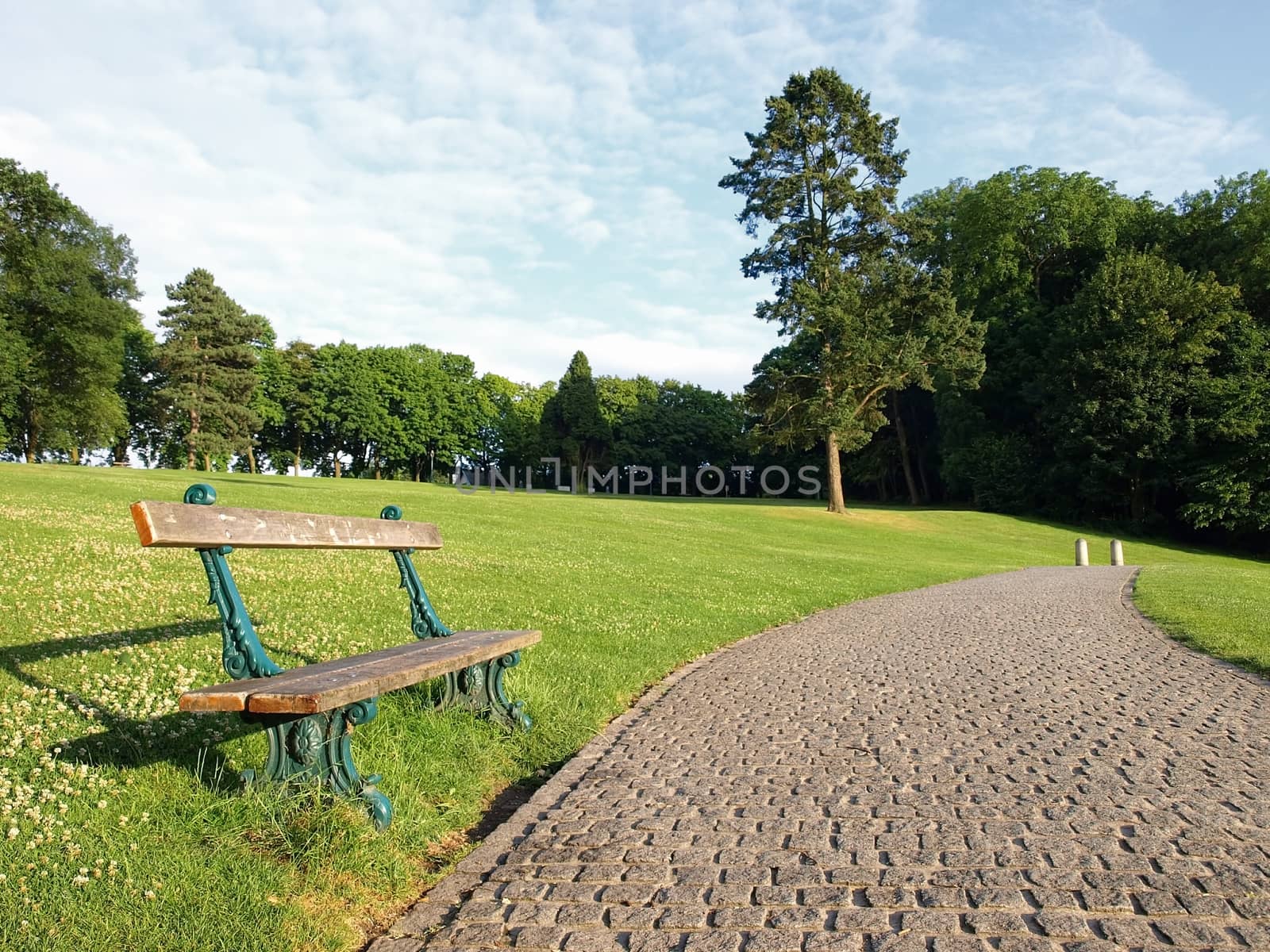 Bench in the Woluwe Park, Brussels, Belgium