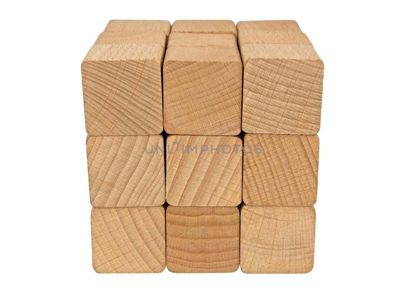 Wooden toy blocks isolated on white background. Clipping path included.