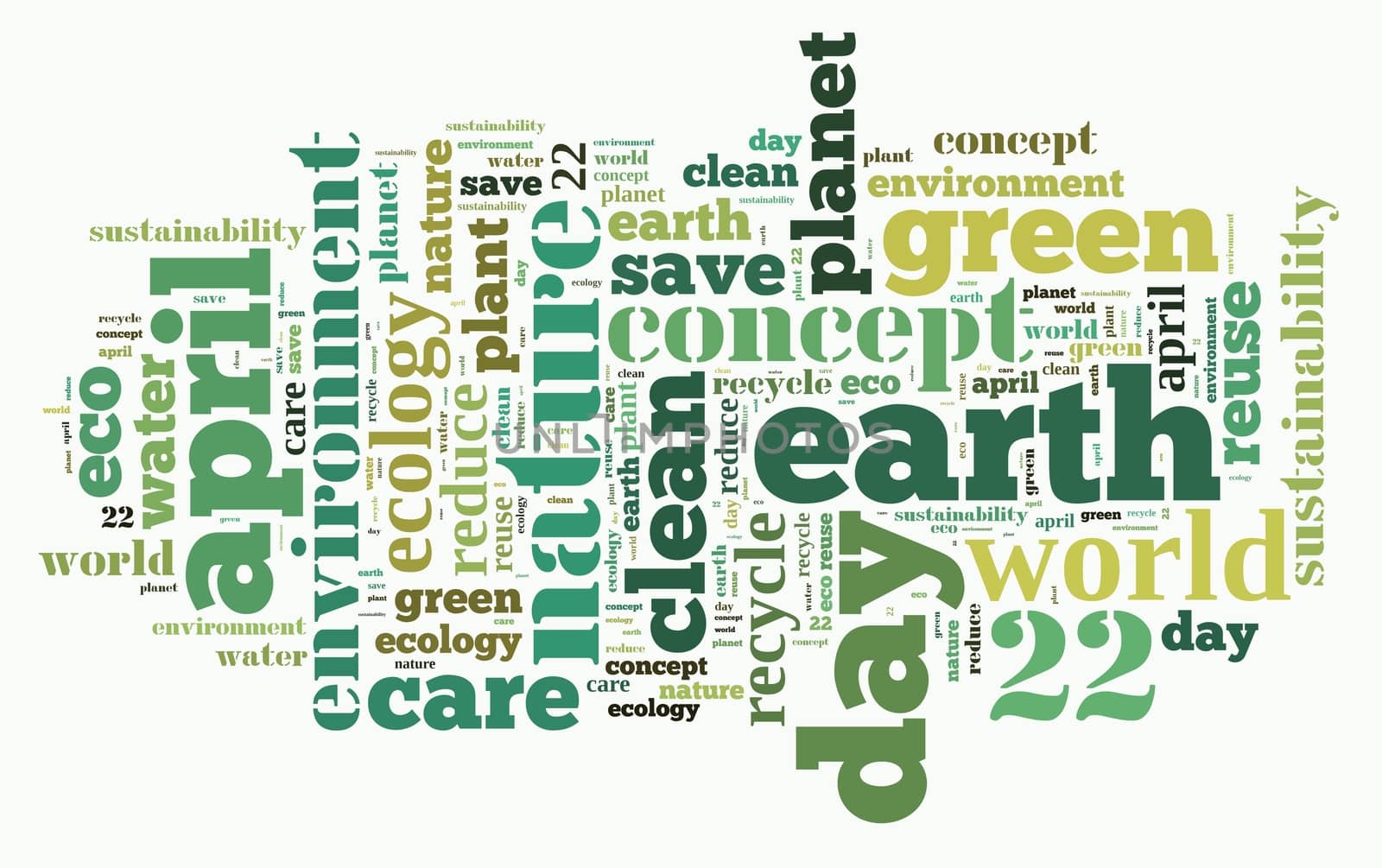 Illustration word cloud on earth day April 22.