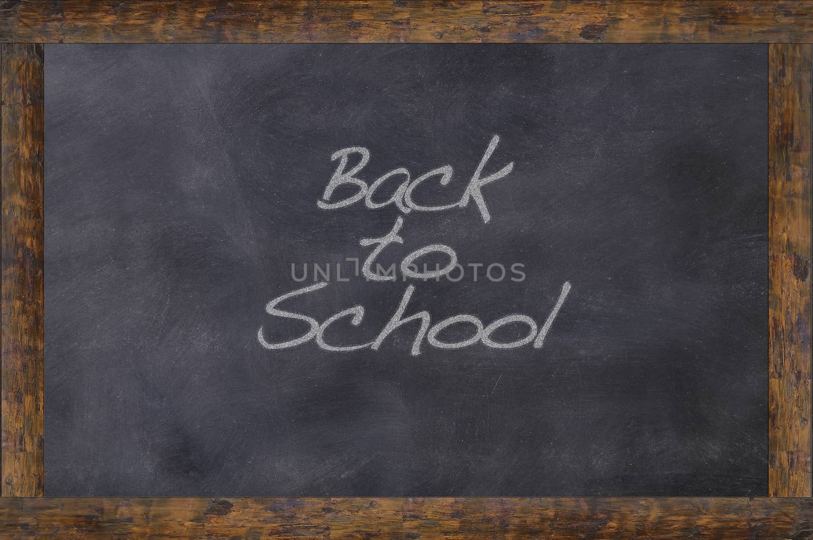 Blackboard school class with the phrase Back to school.